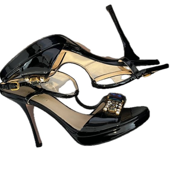 Prada Women's Shoes/CALZATURE DONNA-Vernice Jewels/size: 37.5/Blsck - Picture 3 of 11
